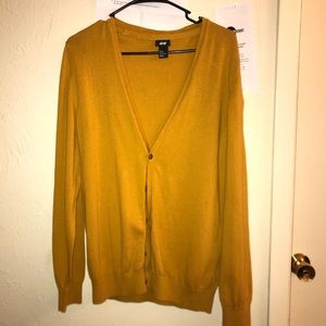 mustard h&m cardigan